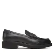 Półbuty damskie - Lordsy Tommy Hilfiger Crest Squarish Toe Penny Loafer FW0FW08633 Czarny - miniaturka - grafika 1