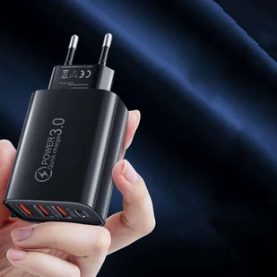 Ładowarka sieciowa Alogy szybka 3x USB-A + USB-C Quick Charge QC 3.0 PD 20W Czarna - Ładowarki do telefonów - miniaturka - grafika 6