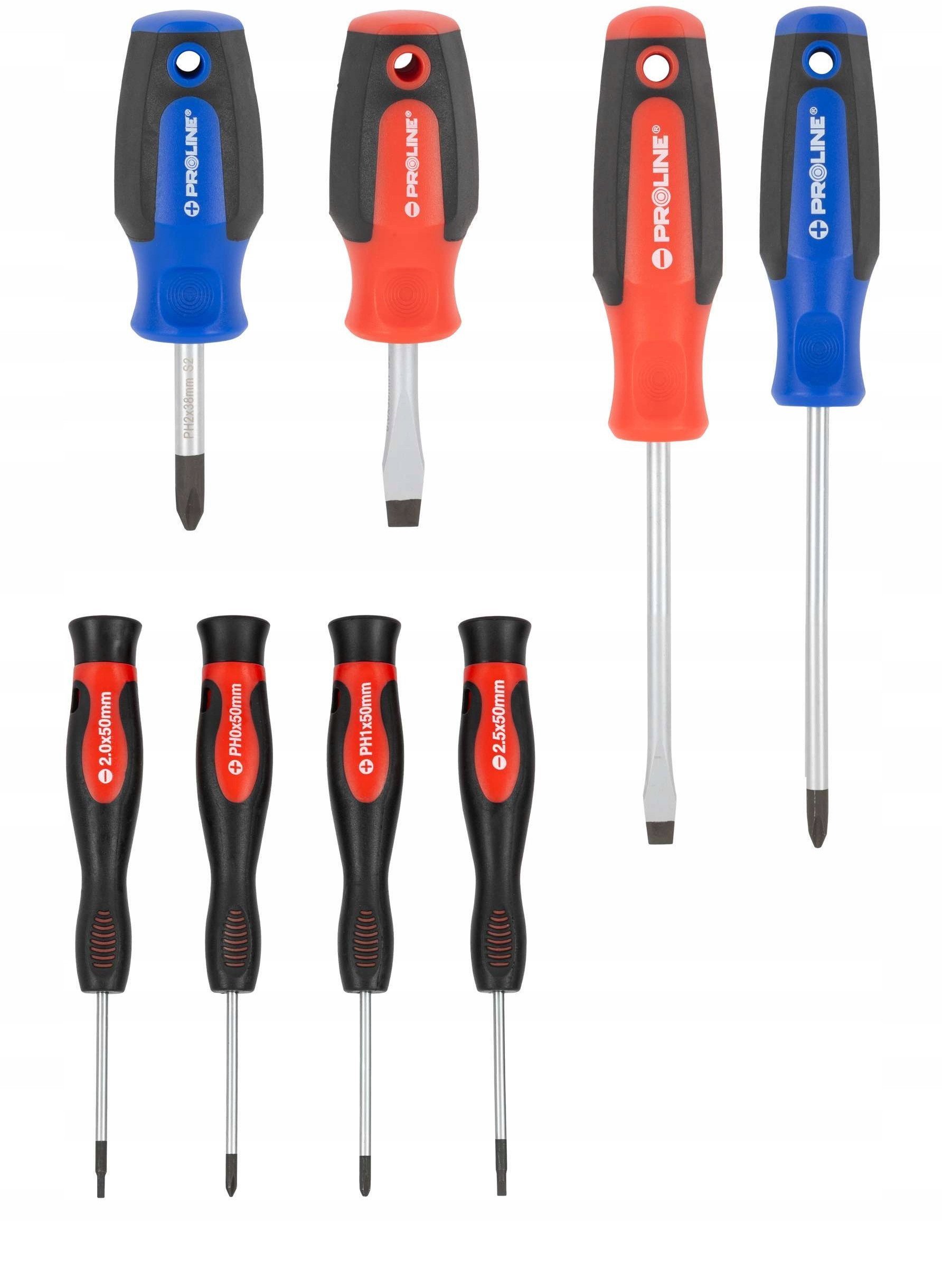 Proline Zestaw wkrętaków 8 szt., soft-touch, s2, magnes