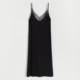 Piżamy damskie - Reserved Reserved - Koszula nocna z wiskozy - Czarny - grafika 1