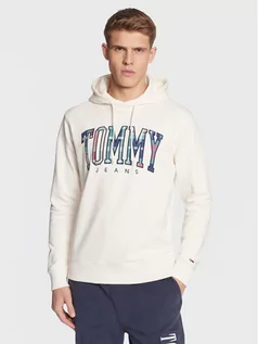 Bluzy męskie - Tommy Jeans Bluza Tartan DM0DM15696 Biały Regular Fit - grafika 1