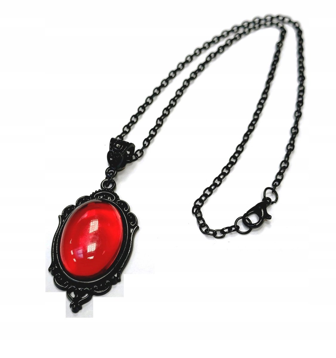Gotycki Kryształowy Naszyjnik Wisiorek Przywieszka - Krwistoczerwony -Black
