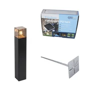 Lampy ogrodowe - QAZQA Stojąca lampa zewnętrzna czarna 50 cm IP44 z efektem dymnego szkła - Dania - miniaturka - grafika 1