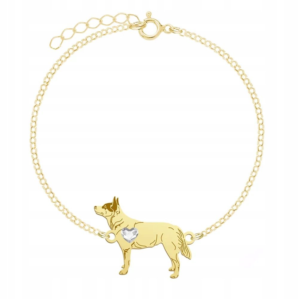 Bransoletka Złota Australijski Pies Pasterski 925 Biżuteria GRAWER GRATIS