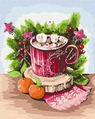 Malowanie po numerach - Malowanie po numerach 40x50 Ptasie mleczko w filiżance - miniaturka - grafika 1