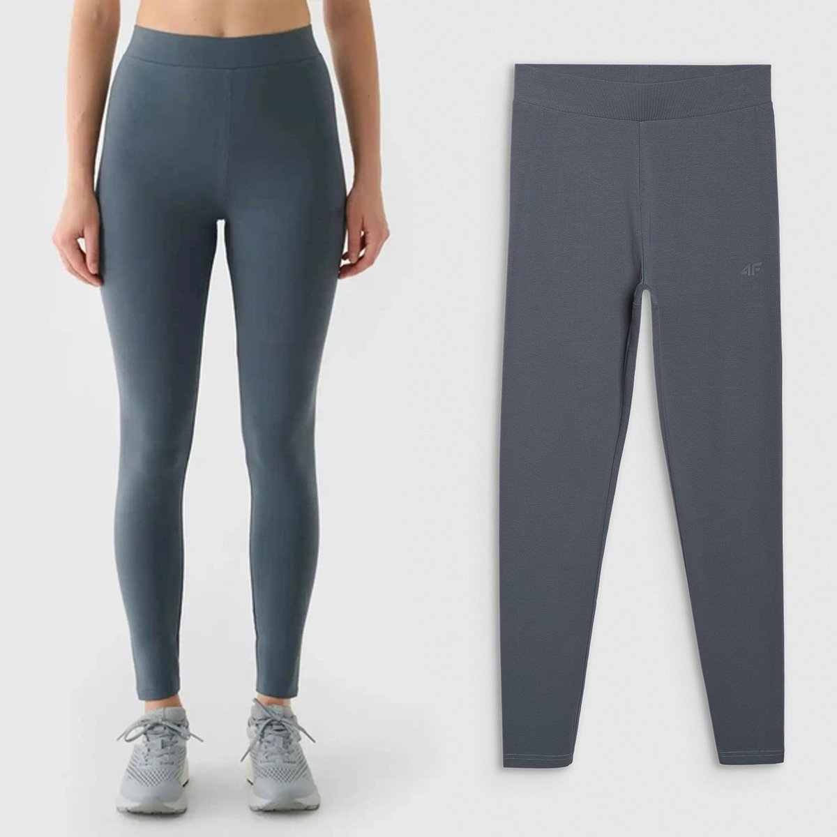 Legginsy Damskie 4F Spodnie Dzianinowe z wysokim stanem Antracyt 4FWAW25TTIGF248 L Szary