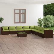 Meble ogrodowe - Lumarko 10-cz. zestaw wypoczynkowy do ogrodu, poduszki, rattan PE, brąz - miniaturka - grafika 1