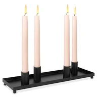 Świeczniki - Vilde Świecznik Na 4 Długie Świeczki Aluminiowy Czarny 30X9X5 Cm - miniaturka - grafika 1