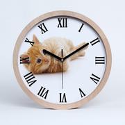 Zegary - Zegar ścienny drewniany rzymski rudy kot fi 30 cm, Tulup - miniaturka - grafika 1