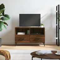 Szafki RTV - vidaXL Szafka pod TV brązowa dąb 80x36x50 cm materiał drewnopochodny - miniaturka - grafika 1