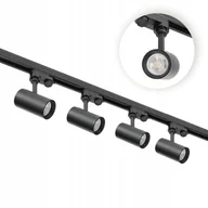 Lampy sufitowe - Zestaw szynowy 3 fazowy 4x Lampa GU10 2x szyna 1m łącznik prosty Czarny - miniaturka - grafika 1