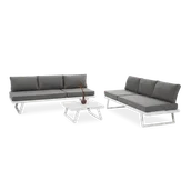 Meble ogrodowe - Narożnik Modułowy Aluminiowy Midway White - Focus Garden - miniaturka - grafika 1