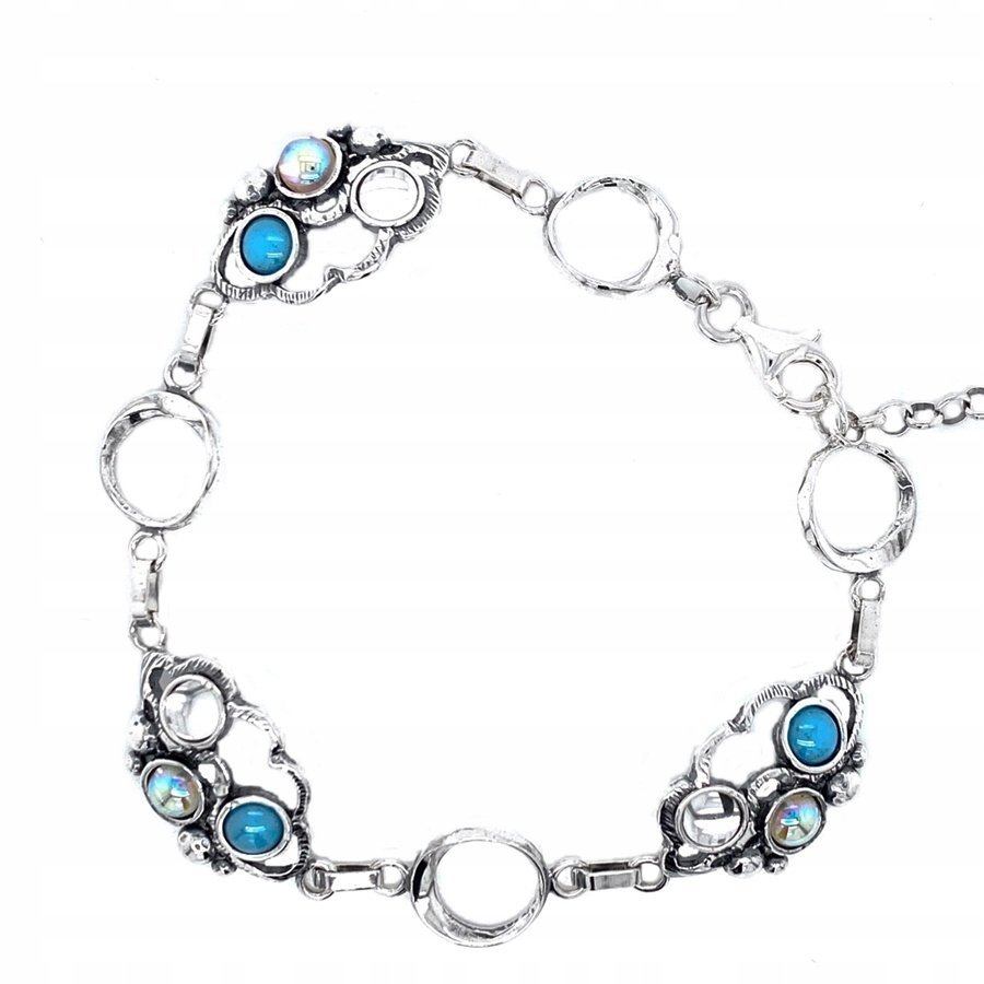 Bransoletka srebrna pr. 925 kolorowe kamienie