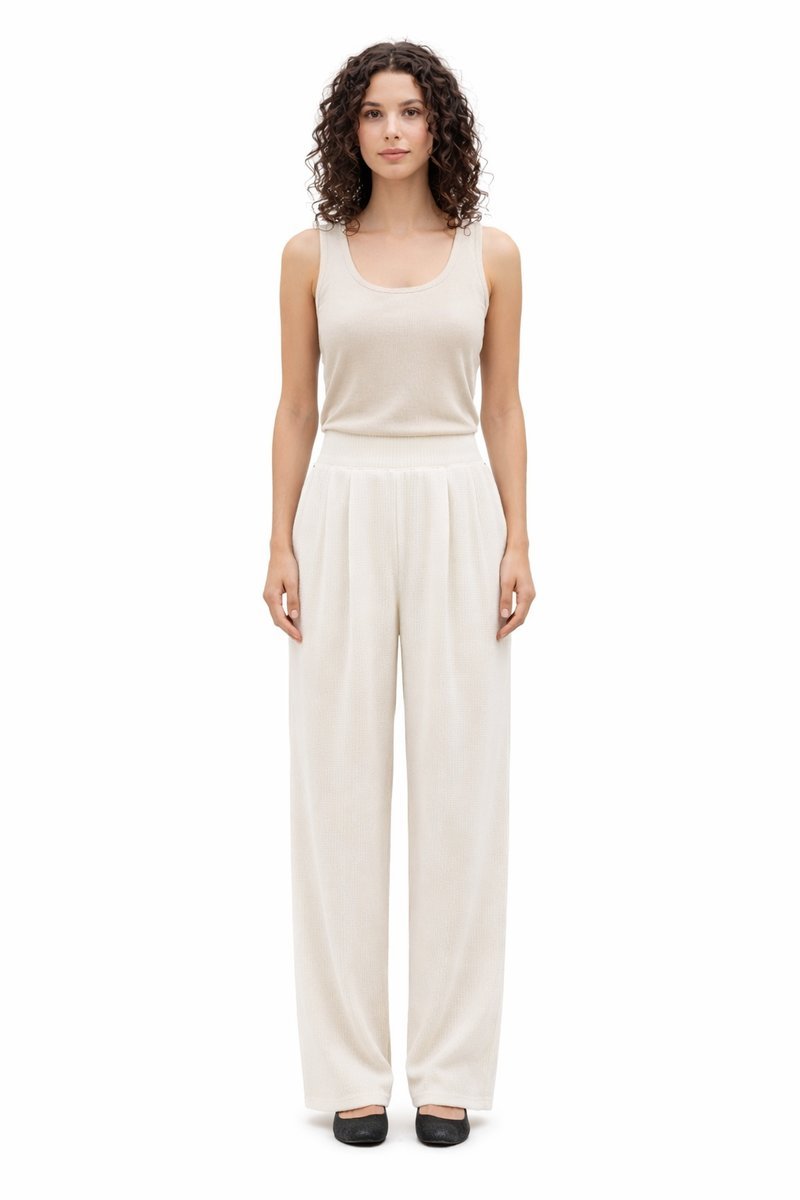 ARMANI EXCHANGE KREMOWE SPODNIE PALAZZO W PASKI WYSOKI STAN 32 1I4A