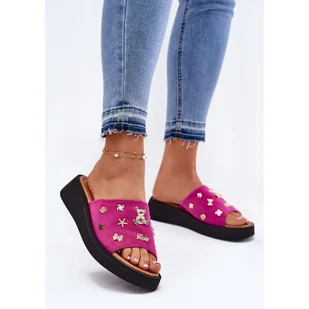 Zamszowe Klapki Damskie Z Przypinkami Vinceza 66741 Fuksja różowe - Klapki i japonki damskie - miniaturka - grafika 1