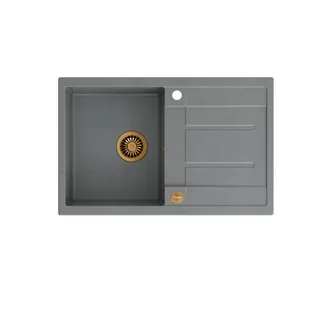 QUADRON MORGAN 111 szary metalik + odpływ miedziany PVD (HB8203U5-C1) HB8203U5-C1 - Zlewozmywaki - miniaturka - grafika 1