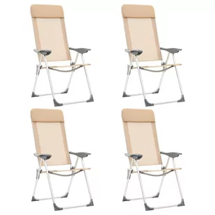 vidaXL vidaXL Składane krzesła turystyczne 4 szt. kremowe aluminiowe 44309 44309 - Meble turystyczne - miniaturka - grafika 1