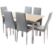 Stoły z krzesłami - Zestaw stół Lugano 120 sonoma i 6 krzeseł Nicea szarych - miniaturka - grafika 1