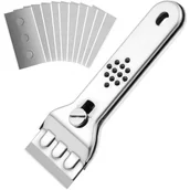 Myjki do okien - Skrobak, skrobak do farby ze stali nierdzewnej, z 11 metalowymi ostrzami, skrobak ceramiczny, profesjonalna skrobaczka do okien - miniaturka - grafika 1