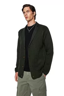 Trendyol Męski regularny krój Basic Lapel Collar Dzianina Kardigan, khaki, M, Khaki, M - Swetry męskie - miniaturka - grafika 1