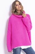 Swetry damskie - Sweter oversize rożowy F811, Kolor różowy, Rozmiar S/M, Fobya - Primodo.com - miniaturka - grafika 1