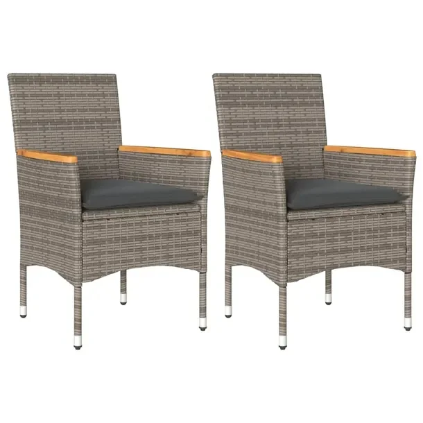 Krzesło ogrodowe szare z poduszkami 53 x 61 x 83 cm, rattan PE