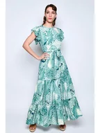 Sukienki - Tarifa Sukienka w kolorze turkusowo-kremowym - miniaturka - grafika 1