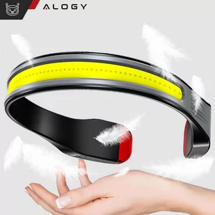 Latarka czołówka lampka LED COB do biegania na rower mocna akumulator USB Typ C czołowa Alogy na czoło IPX4 czarna - Lampy pozostałe - miniaturka - grafika 2
