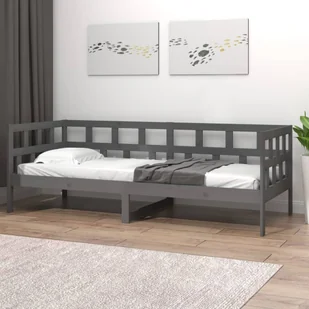 Lumarko Łóżko dzienne, szare, lite drewno sosnowe, 80x200 cm - Łóżka - miniaturka - grafika 5