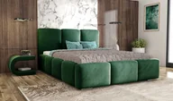 Łóżka - Łóżko tapicerowane AGMAT ROYAL z wezgłowiem, 180 x 200 cm, łóżko podwójne z podstawą łóżka i stelażem z listew metalowych, tkanina welurowa, kolor: zielony - miniaturka - grafika 1