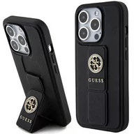 Etui i futerały do telefonów - Guess GUHCP15XPGSSADK iPhone 15 Pro Max 6.7" czarny/black hardcase Grip Stand 4G Saffiano Strass - miniaturka - grafika 1