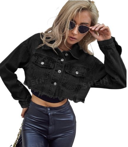 SHEIN KURTKA DAMSKA CZARNA JEANSOWA 34 1JB