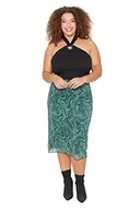 Spódnice - Trendyol Damska damska mini ołówkowa dzianinowa spódnica plus size, zielona, 2XL, ZIELONY, XXL - miniaturka - grafika 1