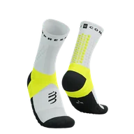 Skarpetki sportowe męskie - COMPRESSPORT Skarpetki do biegania ULTRA TRAIL SOCKS V2.0 white/safety yellow - miniaturka - grafika 1