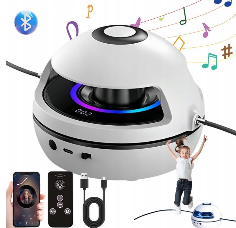 Muzyczna Skakanka, Inteligentna Automatyczna Elektryczna Skakanka Bluetooth White