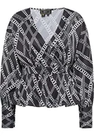 Bluzki damskie - IDONY Bluzka damska 19520112-ID02, czarno-biała, S, czarny biały, S - miniaturka - grafika 1