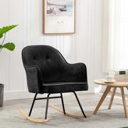 Fotele - vidaXL Fotel bujany, czarny, tapicerowany aksamitem - miniaturka - grafika 1