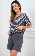 Piżamy damskie - Piżama damska na krótki rękaw i krótkie spodnie grafitowa Betty, Kolor grafitowo-biały, Rozmiar S, Italian Fashion - Primodo.com - miniaturka - grafika 1