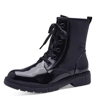 Botki damskie - MARCO TOZZI Damskie botki sznurowane, płaskie, z zamkiem błyskawicznym, Fioletowy patent, 41 EU - miniaturka - grafika 1