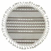 Dywany - Dywan z frędzlami okrągły Lizbona Etno beżowo-kremowy śr.100 cm - miniaturka - grafika 1