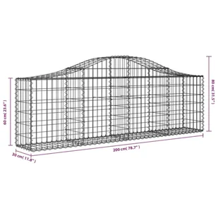 VIDAXL Kosze gabionowe, 12 szt, 200x30x60/80 cm, galwanizowane żelazo - Ogrodzenia - miniaturka - grafika 7