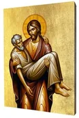 Ikony i obrazy sakralne - Ikona złocona, Jezus Dobry Samarytanin - miniaturka - grafika 1