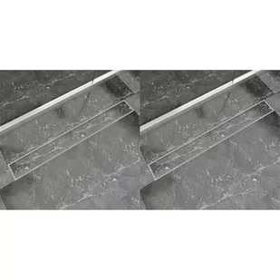VidaXL Odpływ prysznicowy liniowy, stal nierdzewna, 2 szt., 930x140 mm - Odpływy liniowe - miniaturka - grafika 1