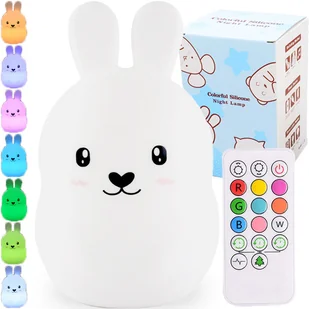 LAMPKA NOCNA DZIECI KRÓLIK KOLOROWA LED SILIKON NL-20 - Lampy stojące - miniaturka - grafika 1