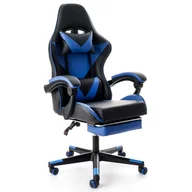 Fotele gamingowe - Fotel biurowy obrotowy gamingowy z podnóżkiem Ragazo di volio niebieski - miniaturka - grafika 1
