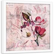 Plakaty - Plakat w ramie białej FEEBY Kwiaty magnolii 2, 40x40 cm - miniaturka - grafika 1