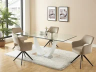 Krzesła - Zestaw 2 obrotowych krzeseł z podłokietnikami z weluru i czarnego metalu - Beżowy - KONYA - miniaturka - grafika 1