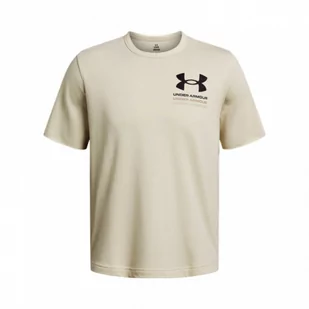 Męski t-shirt z nadrukiem Under Armour UA Rival Terry SS Colorblock - beżowy - UNDER ARMOUR - Koszulki sportowe męskie - miniaturka - grafika 1