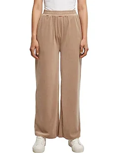 Urban Classics Damskie spodnie do joggingu, aksamitne spodnie dresowe z szerokimi nogawkami, spodnie rekreacyjne z kieszeniami bocznymi, rozmiary od XS do 5XL, Softtaupe, S - Spodnie damskie - miniaturka - grafika 1