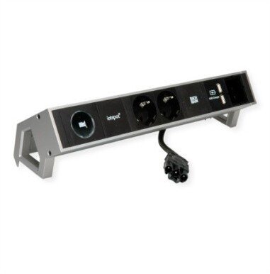 Listwa zasilająca Bachmann BACHMANN DESK2, 1 szt. IOTspot, 2 szt. styki zabezpieczające, ładowarka USB, 1 szt. ABD 0,2 m GST18, stal nierdzewna